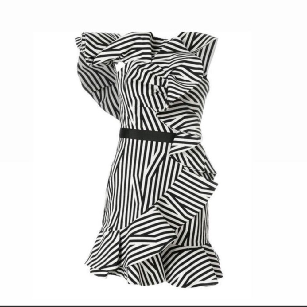 Self-Portrait Stripe Ruffle Dress